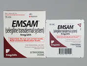 Emsam: This is a Patch Transdermal 24 Hours imprinted with nothing on the front, nothing on the back, and is manufactured by MYLAN SP-VIATRI.