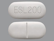 Aptiom: This is a Tablet imprinted with ESL200 on the front, nothing on the back.