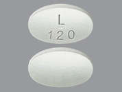 Latuda: This is a white oval Tablet imprinted with L  120 on the front, nothing on the back, and is manufactured by SUNOVION-SUMITO.