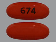 Calcitriol: This is a Capsule imprinted with 674 on the front, nothing on the back.