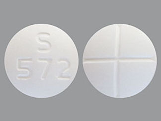 This is a Tablet imprinted with S  572 on the front, nothing on the back.