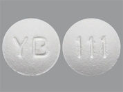 Galantamine: Esto es un Tableta imprimido con YB en la parte delantera, 111 en la parte posterior, y es fabricado por None.