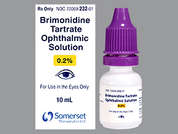 Brimonidine Tartrate: This is a greenish-yellow Drops imprinted with nothing on the front, nothing on the back, and is manufactured by SOMERSET THERAP.