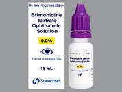 Brimonidine Tartrate: This is a greenish-yellow Drops imprinted with nothing on the front, nothing on the back, and is manufactured by SOMERSET THERAP.