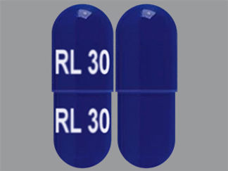 This is a Capsule imprinted with RL 30 on the front, RL 30 on the back.