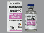 Testosterone Cypionate: Esto es un Vial imprimido con nada en la parte delantera, nada en la parte posterior, y es fabricado por None.