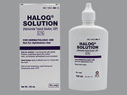 Halog: This is a Solution Non-oral imprinted with nothing on the front, nothing on the back.