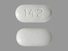 This is a white oblong Tablet Er 24 Hr imprinted with 142 on the front, nothing on the back, and is manufactured by SUN PHARMACEUTI.