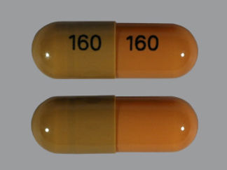 This is a Capsule imprinted with 160 on the front, 160 on the back.