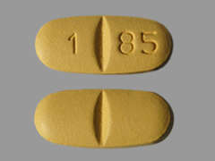 Esto es un Tableta amarillo oblongo imprimido con 1 85 en la parte delantera, nada en la parte posterior, y es fabricado por SUN PHARMACEUTI.
