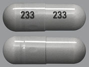 Nitrofurantoin: This is a Capsule imprinted with 233 on the front, 233 on the back.