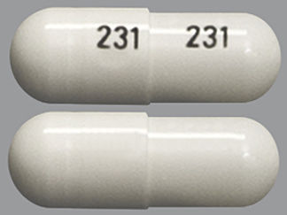 This is a Capsule imprinted with 231 on the front, 231 on the back.