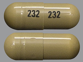 This is a Capsule imprinted with 232 on the front, 232 on the back.