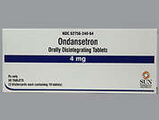 Ondansetron Odt: Esto es un Tableta De Desintegración blanco oval imprimido con 240 en la parte delantera, nada en la parte posterior, y es fabricado por SUN PHARMACEUTI.