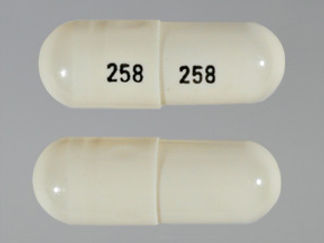 This is a Capsule imprinted with 258 on the front, 258 on the back.