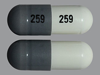 This is a Capsule imprinted with 259 on the front, 259 on the back.