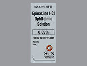 Epinastine Hcl: This is a Drops imprinted with nothing on the front, nothing on the back.