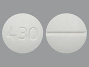 Lithium Carbonate: This is a Tablet imprinted with 430 on the front, nothing on the back.