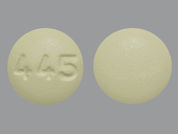 Donepezil Hcl: This is a Tablet imprinted with 445 on the front, nothing on the back.