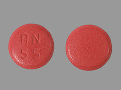 This is a Tablet imprinted with AN  55 on the front, nothing on the back.