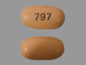 Divalproex Sodium: Esto es un Tableta LP naranja oblongo imprimido con 797 en la parte delantera, nada en la parte posterior, y es fabricado por SUN PHARMACEUTI.