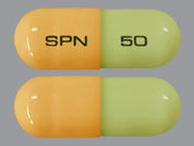 Trokendi Xr: This is a Capsule Er 24 Hr imprinted with SPN on the front, 50 on the back.