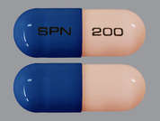 Trokendi Xr: Esto es un Cápsula LP 24 Hr rosado oblongo imprimido con SPN en la parte delantera, 200 en la parte posterior, y es fabricado por SUPERNUS PHARMA.
