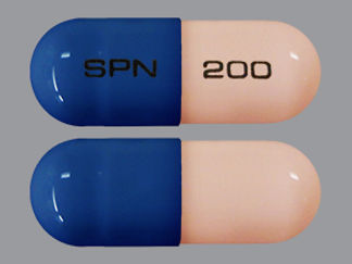 This is a Capsule Er 24 Hr imprinted with SPN on the front, 200 on the back.