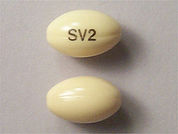 Prometrium: This is a Capsule imprinted with SV2 on the front, nothing on the back.