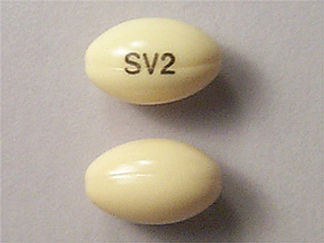 This is a Capsule imprinted with SV2 on the front, nothing on the back.