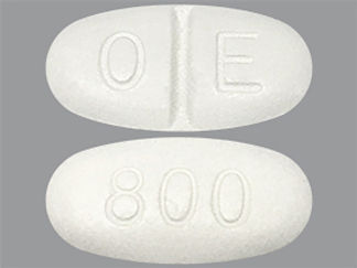 This is a Tablet imprinted with O E on the front, 800 on the back.