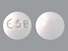 Esto es un Tableta blanco redondo imprimido con E58 en la parte delantera, nada en la parte posterior, y es fabricado por EPIC PHARMA LLC.