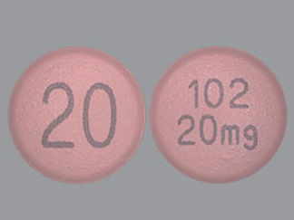 This is a Tablet imprinted with 20 on the front, 102  20mg on the back.