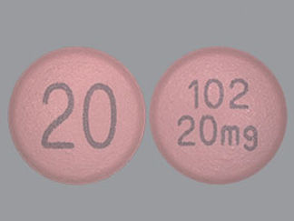 Esto es un Tableta imprimido con 20 en la parte delantera, 102  20mg en la parte posterior, y es fabricado por None.