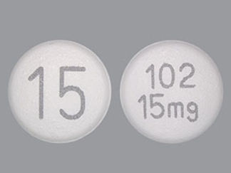 This is a Tablet imprinted with 15 on the front, 102  15mg on the back.