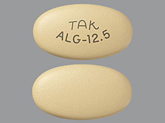 This is a Tablet imprinted with TAK  ALG-12.5 on the front, nothing on the back.