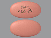 Nesina: Esto es un Tableta imprimido con TAK  ALG-25 en la parte delantera, nada en la parte posterior, y es fabricado por None.