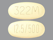 Alogliptin-Metformin: This is a Tablet imprinted with 12.5/500 on the front, 322M on the back.