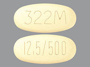 Alogliptin-Metformin: Esto es un Tableta imprimido con 12.5/500 en la parte delantera, 322M en la parte posterior, y es fabricado por None.