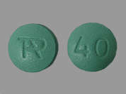 Uloric: Esto es un Tableta verde claro redondo imprimido con TAP en la parte delantera, 40 en la parte posterior, y es fabricado por TAKEDA PHARMACE.