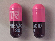Prevacid Rx: This is a Capsule Dr imprinted with TAP on the front, PREVACID  30 on the back.