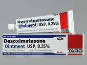 Desoximetasone: Esto es un Ungüento imprimido con nada en la parte delantera, nada en la parte posterior, y es fabricado por TARO/SUN PHARMA.