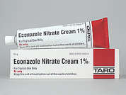 Econazole Nitrate: This is a white Cream imprinted with nothing on the front, nothing on the back, and is manufactured by TARO/SUN PHARMA.