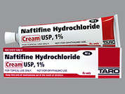 Naftifine Hcl: This is a white Cream imprinted with nothing on the front, nothing on the back, and is manufactured by TARO/SUN PHARMA.