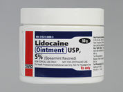 Lidocaine: This is a Ointment imprinted with nothing on the front, nothing on the back.