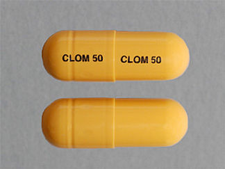 This is a Capsule imprinted with CLOM 50 on the front, CLOM 50 on the back.