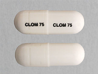 This is a Capsule imprinted with CLOM 75 on the front, CLOM 75 on the back.