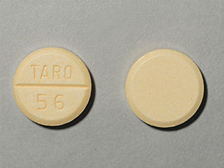 This is a Tablet imprinted with TARO  56 on the front, nothing on the back.