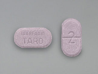 This is a Tablet imprinted with 2 on the front, WARFARIN  TARO on the back.