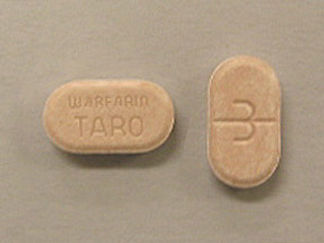 This is a Tablet imprinted with 3 on the front, WARFARIN TARO on the back.